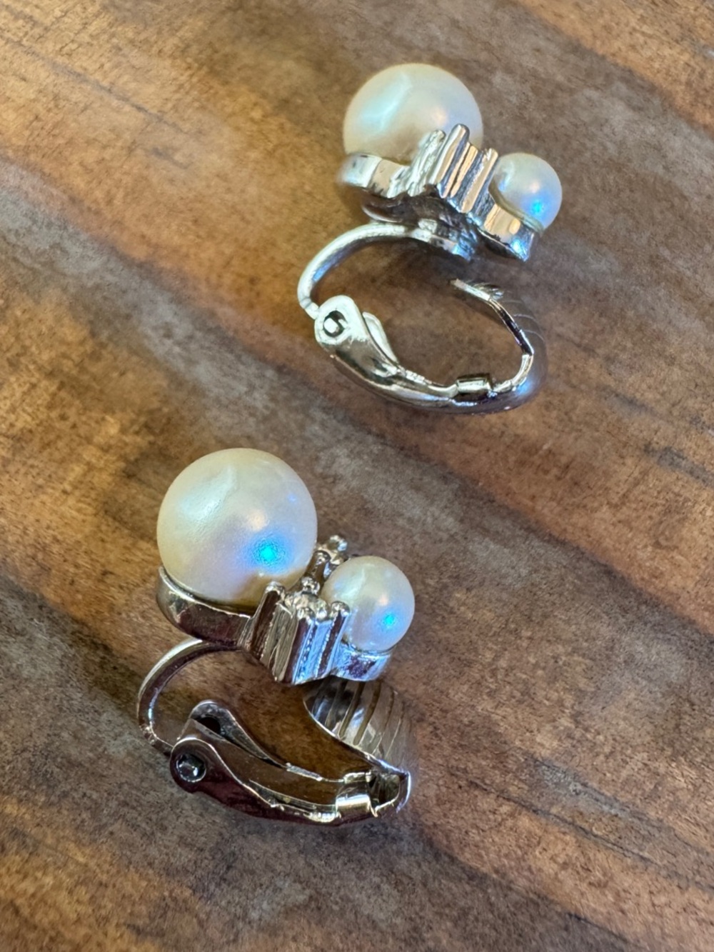 Rare style Vintage Christian Dior clip on earrings Small pearl/rhinestone - Picture 6 of 10